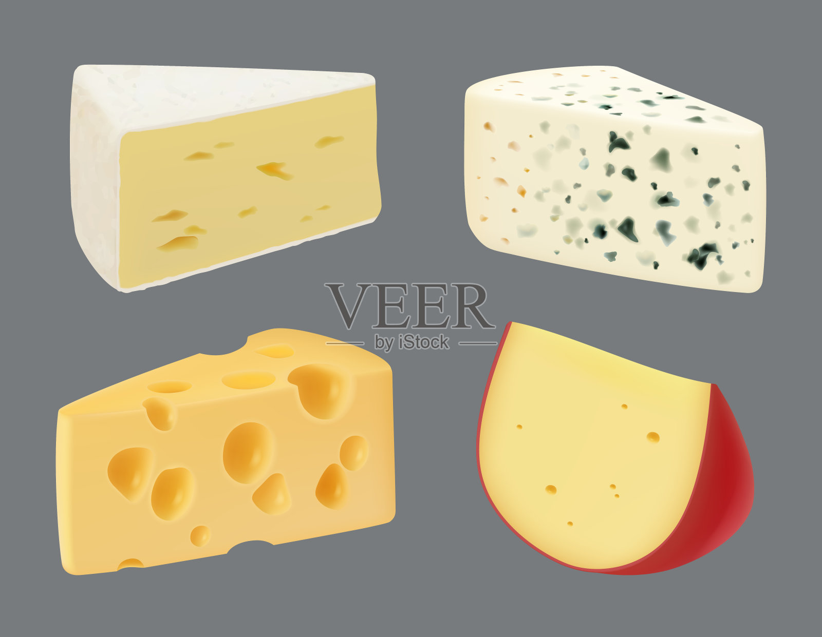 奶酪现实。美味的美食切片食品烹饪奶制品开胃菜早餐时间马苏里拉奶酪体面的载体模板收集分离插画图片素材