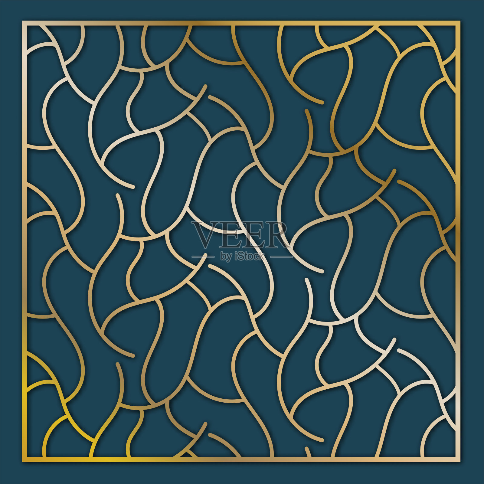 抽象线条图案用于激光切割。通用贺卡，激光切割面板。矢量插图。平方达到1。插画图片素材