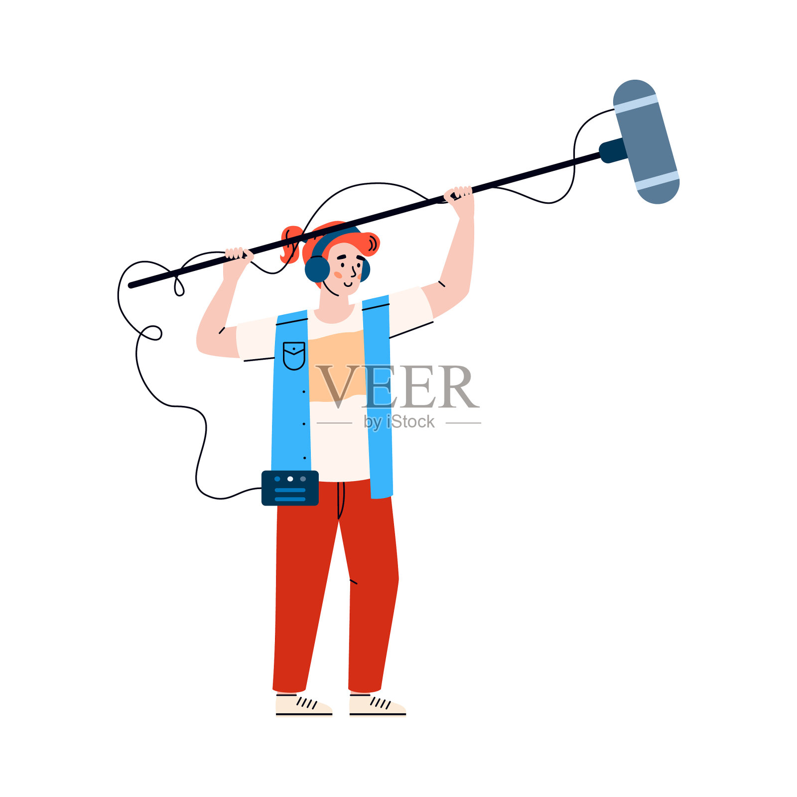 声音电影技师录制声音卡通设计元素图片