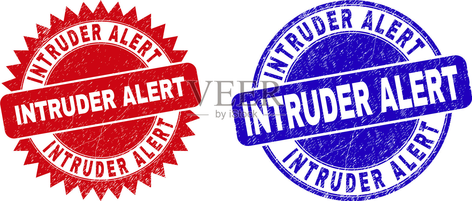 不速之客警惕用圆形和玫瑰图章封印插画图片素材