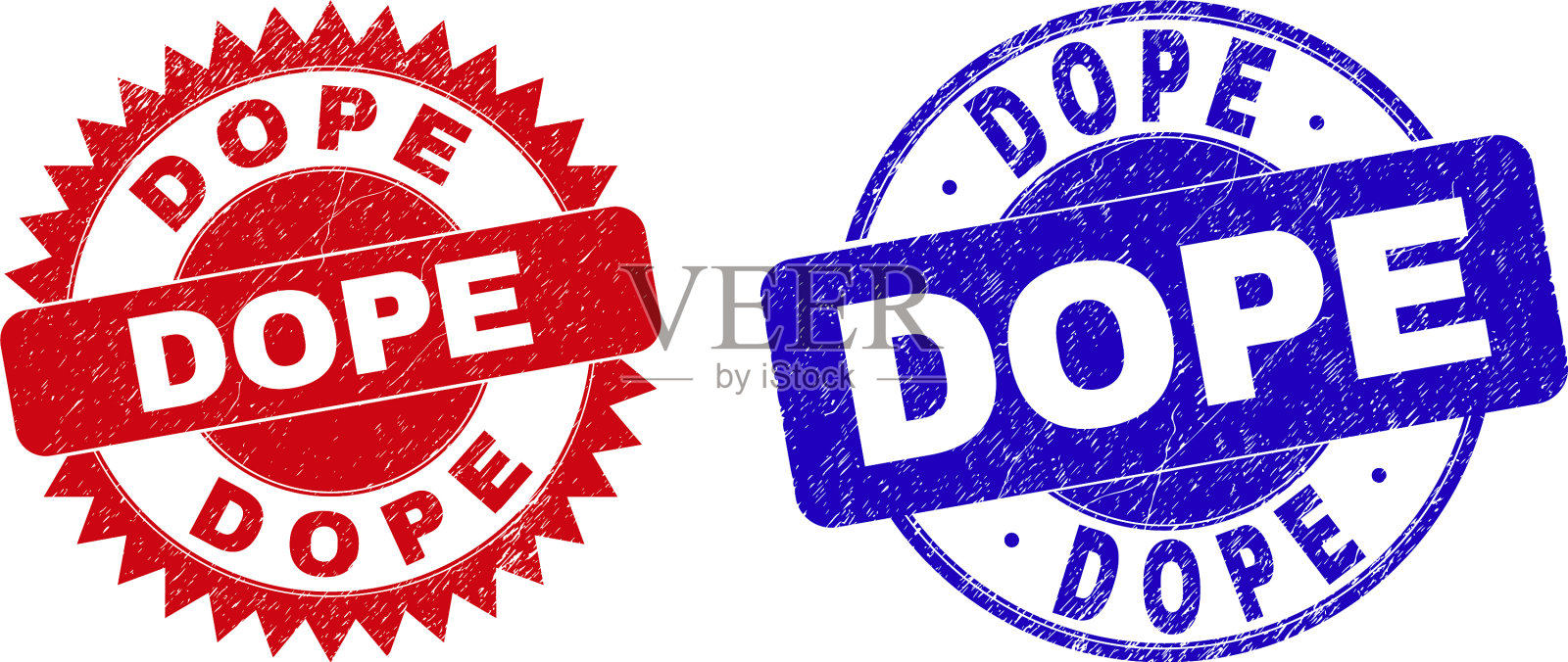 用不洁物涂抹圆形和玫瑰形邮票封条插画图片素材