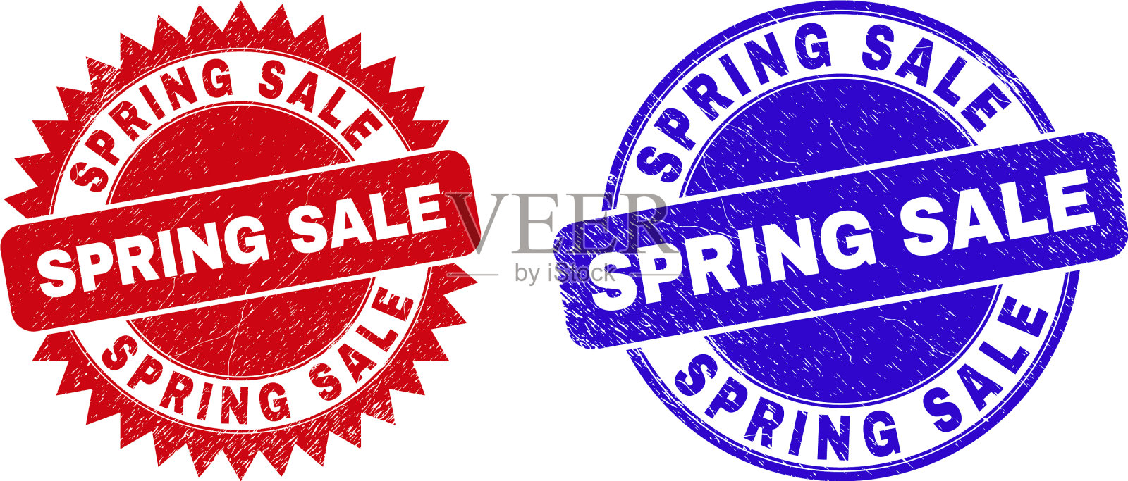 春季销售用圆形和玫瑰形邮票密封设计元素图片