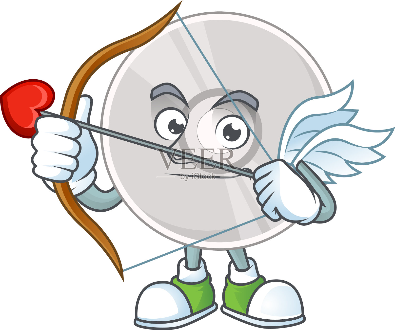 吉祥物光盘可爱的丘比特箭和翅膀设计元素图片