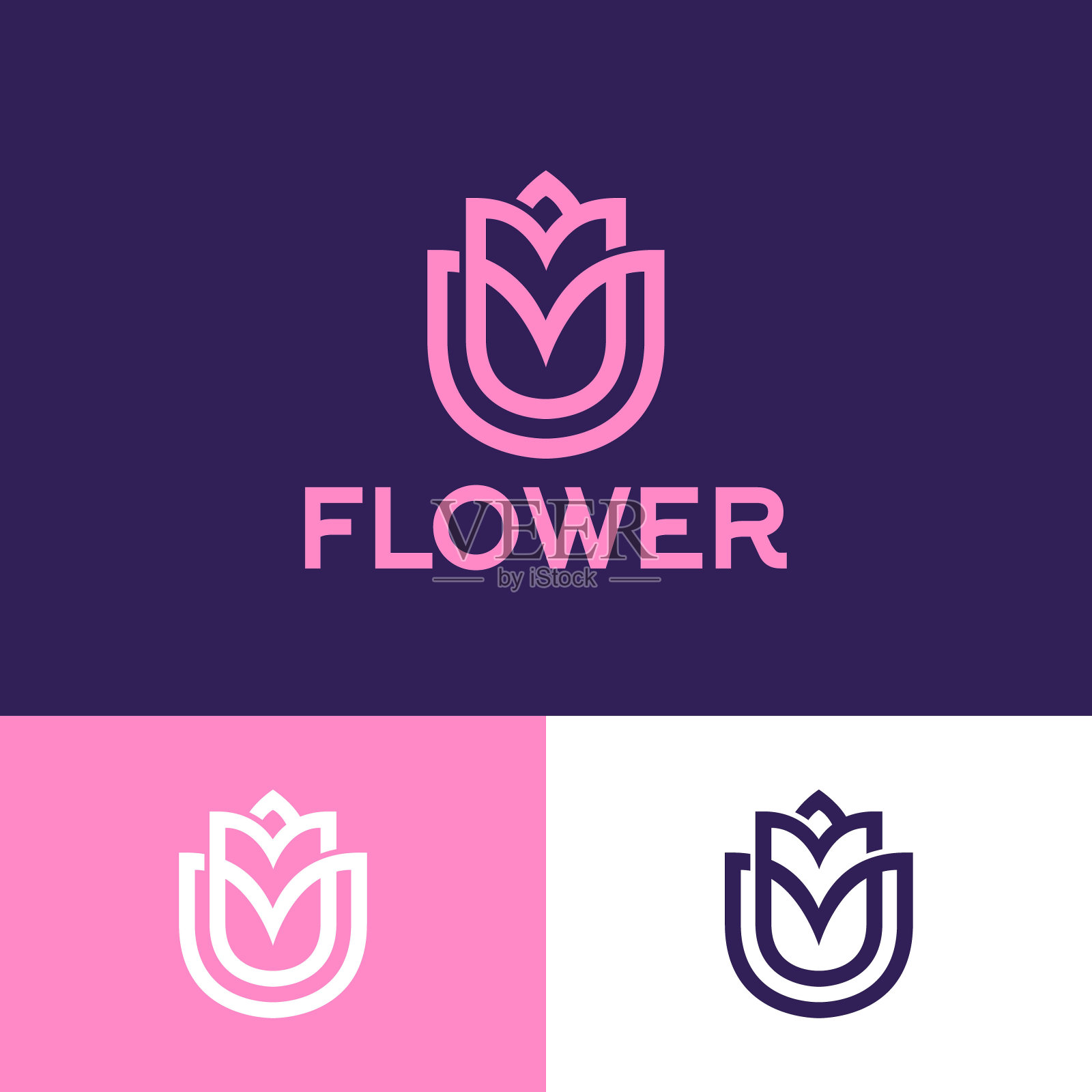 花朵图标。会徽由交叉的元素组成。插画图片素材