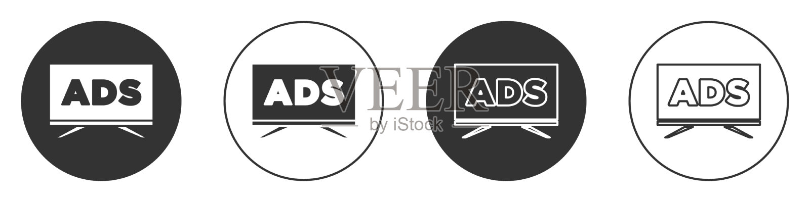 黑色广告图标孤立在白色插画图片素材