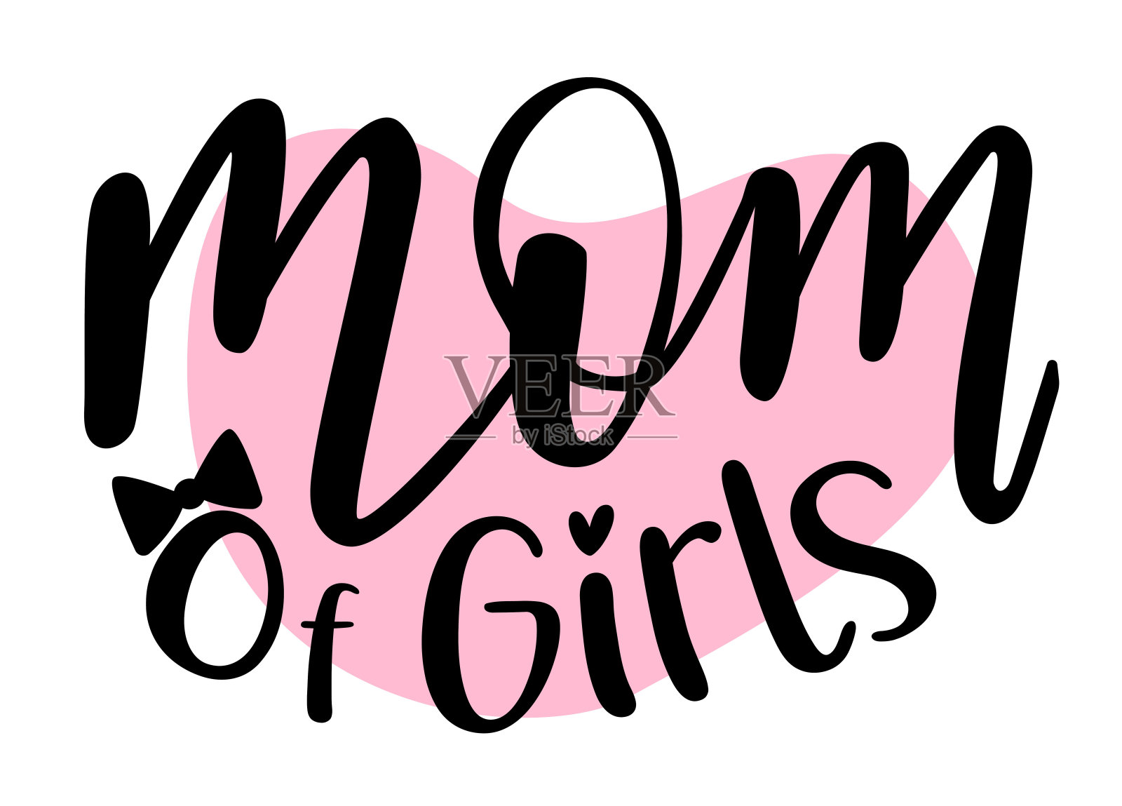 妈妈的女孩手写的字母向量与粉红色。母亲节格言和短语，卡片，横幅，海报，马克杯，酒杯，剪贴簿，枕套，手机壳和服装设计的元素。插画图片素材