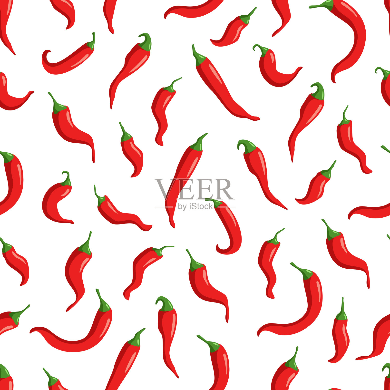 无缝图案的红辣椒上有白色的辣椒。矢量插图。插画图片素材