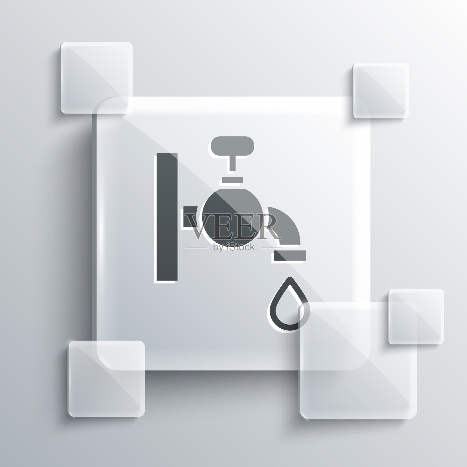 灰色水龙头图标孤立在灰色背景图标素材