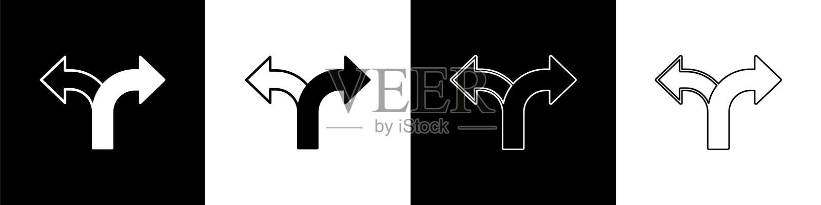 设置道路交通标志。路标图标孤立在黑白背景上。指针的象征。孤立的街道信息标志。方向的信号。向量设计元素图片