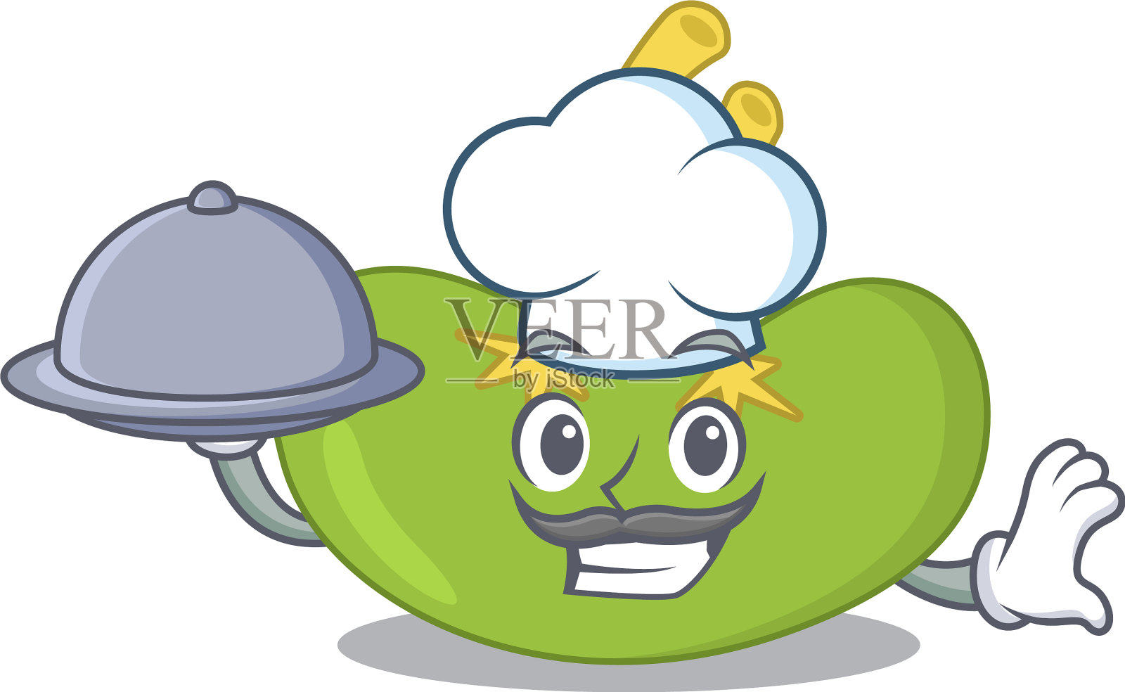 吉祥物设计脾脏厨师在托盘上上菜设计元素图片