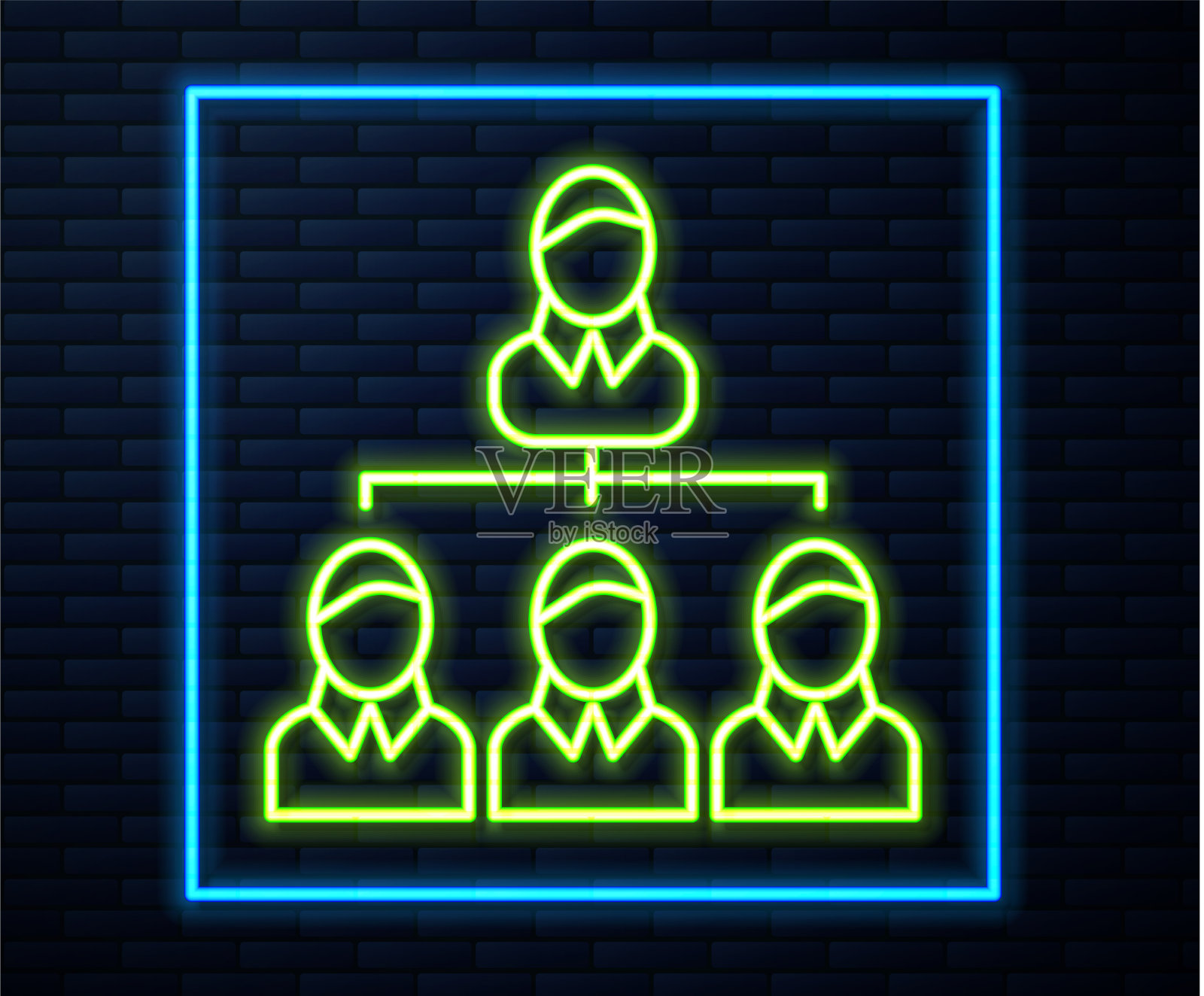 发光的霓虹线业务层级组织图插画图片素材