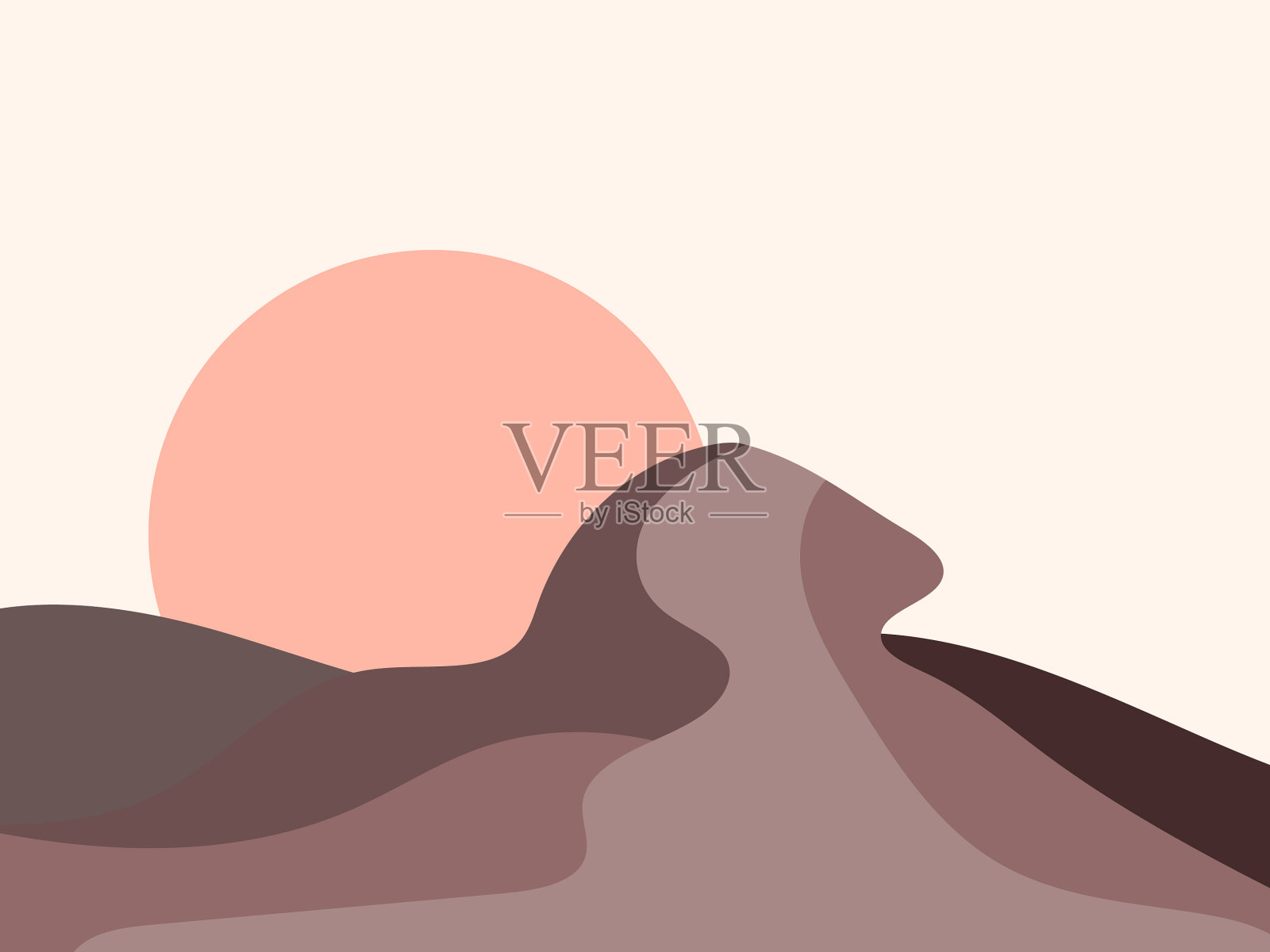 极简主义风格的山景插画图片素材