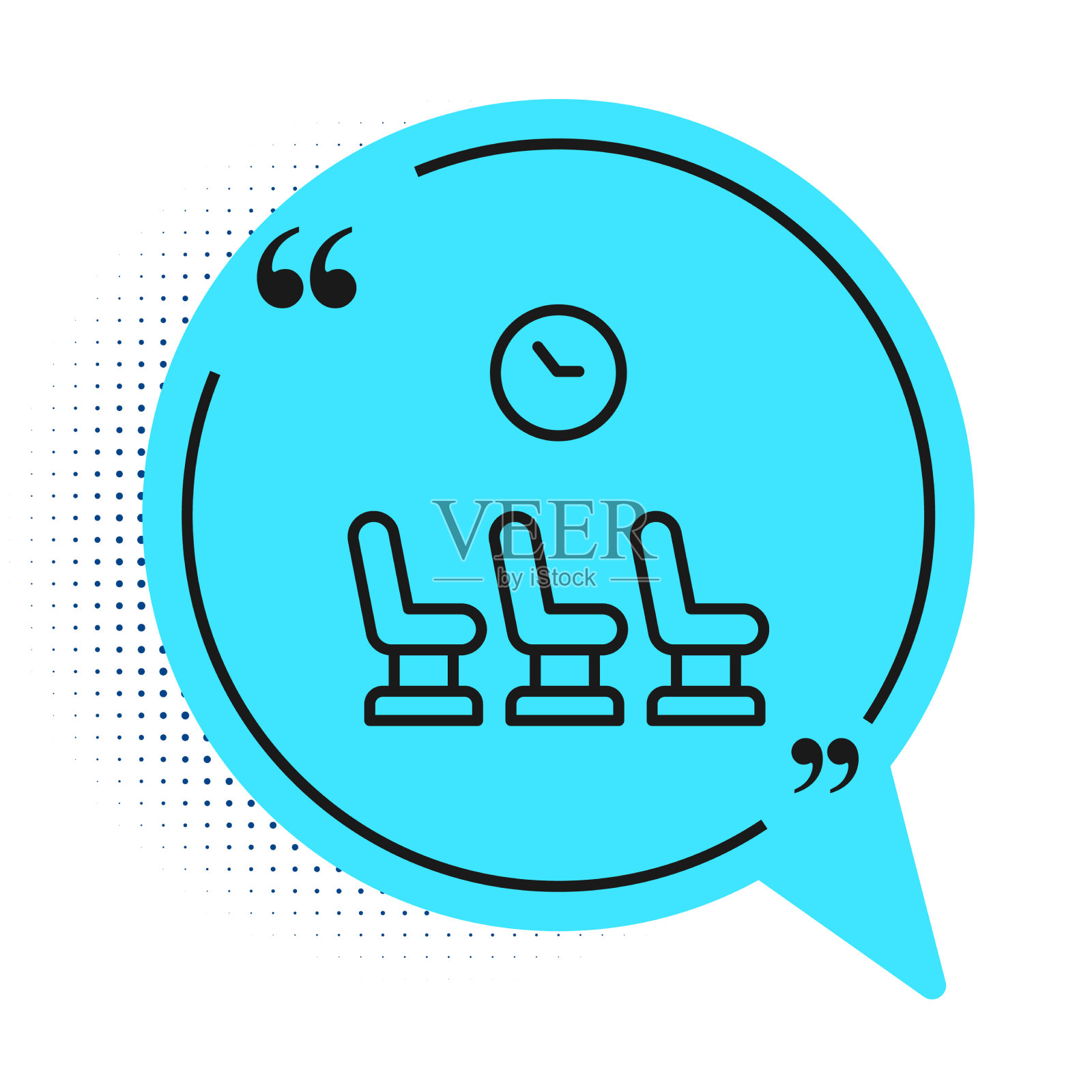 黑色线等候室图标隔离在白色插画图片素材