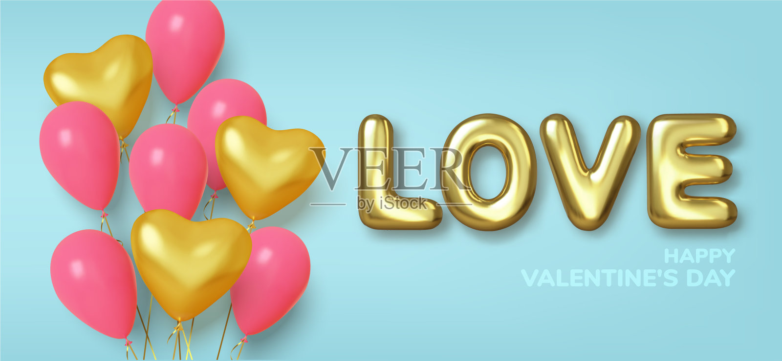 情人节背景与现实气球插画图片素材