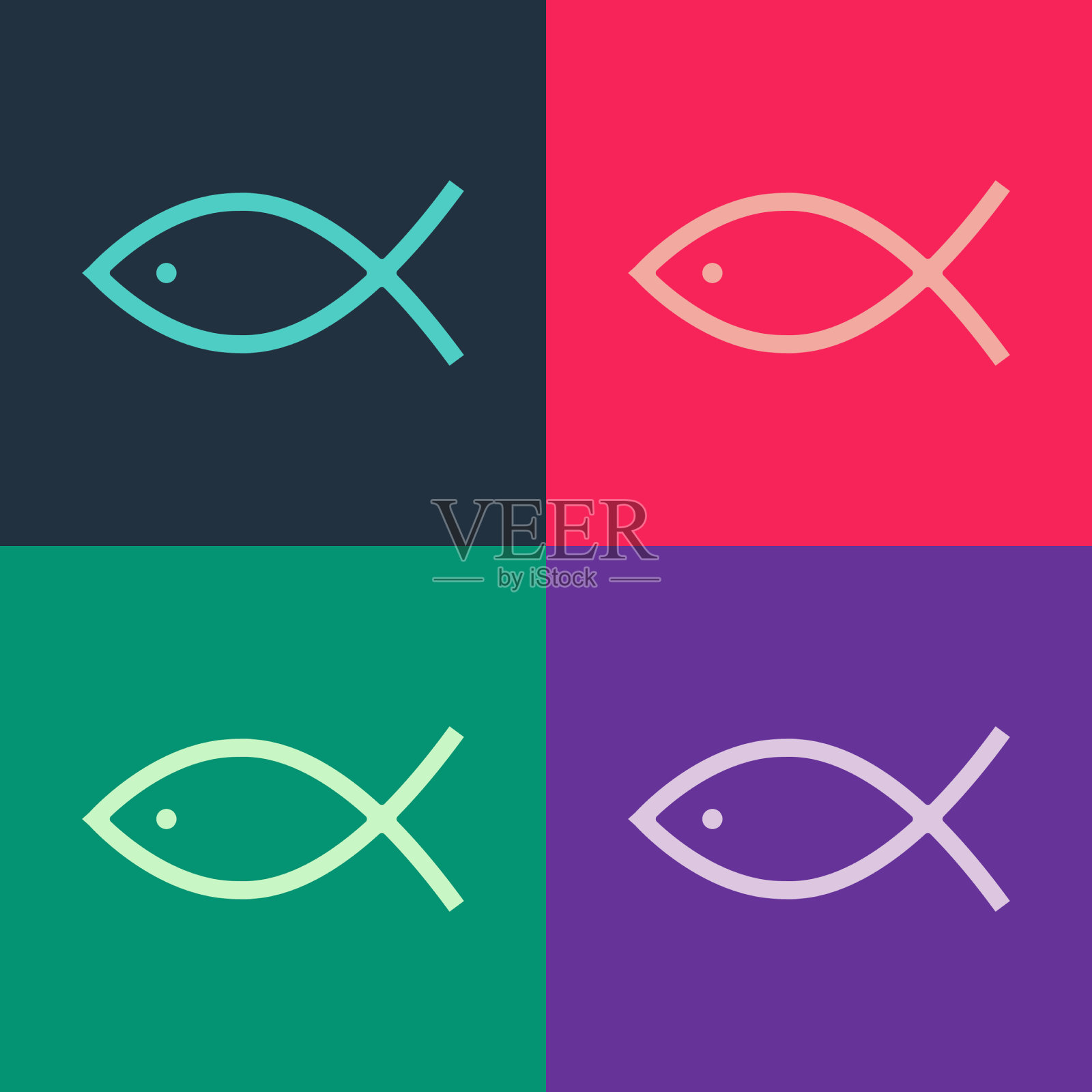 波普艺术的基督教鱼符号图标孤立图标素材