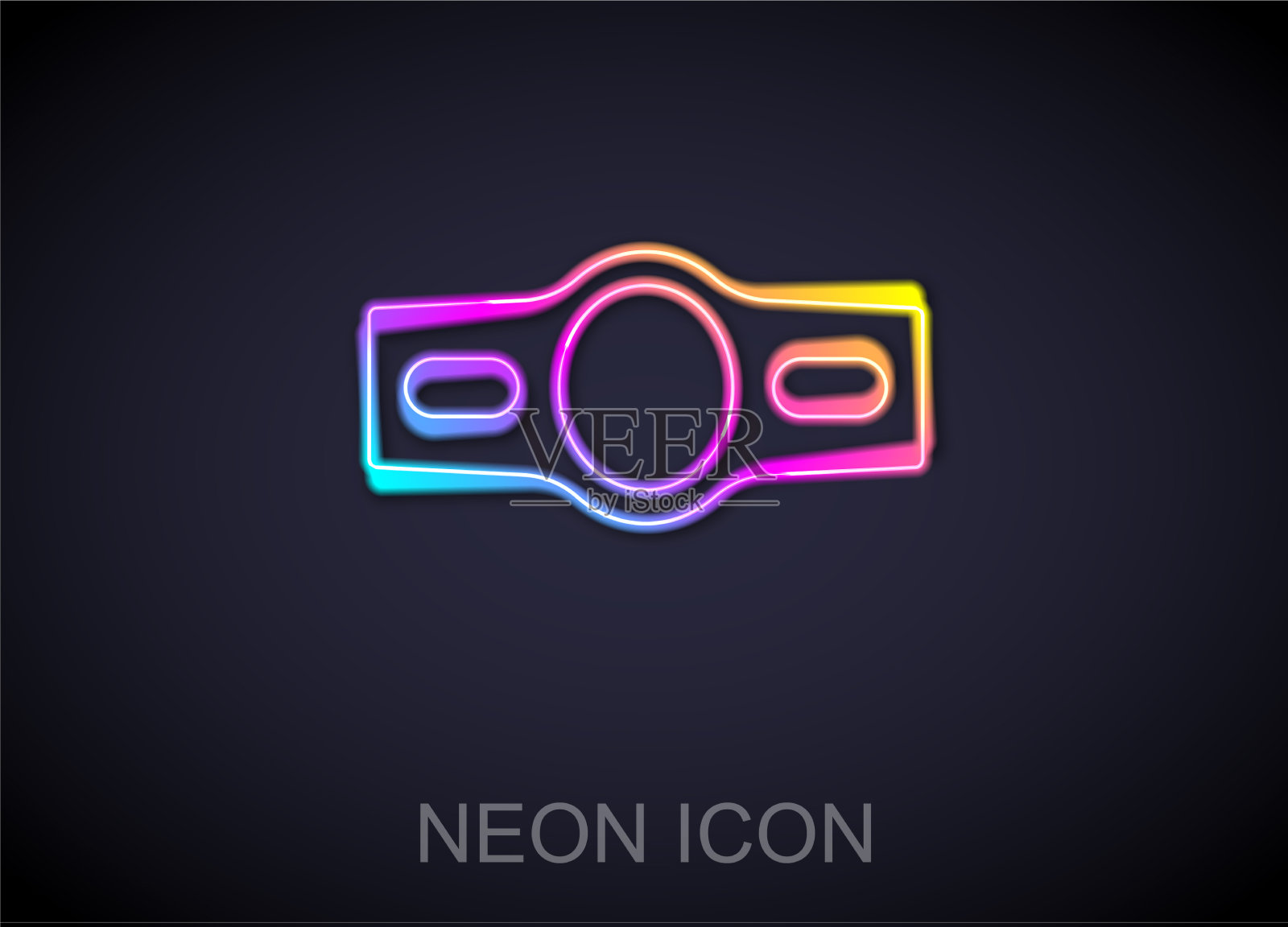 发光的霓虹灯线拳击带图标隔离图标素材