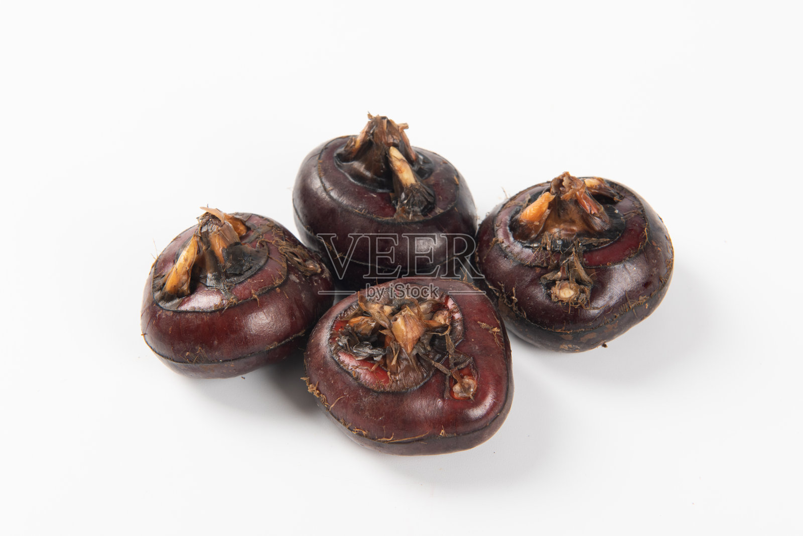 白底上的马蹄水果照片摄影图片