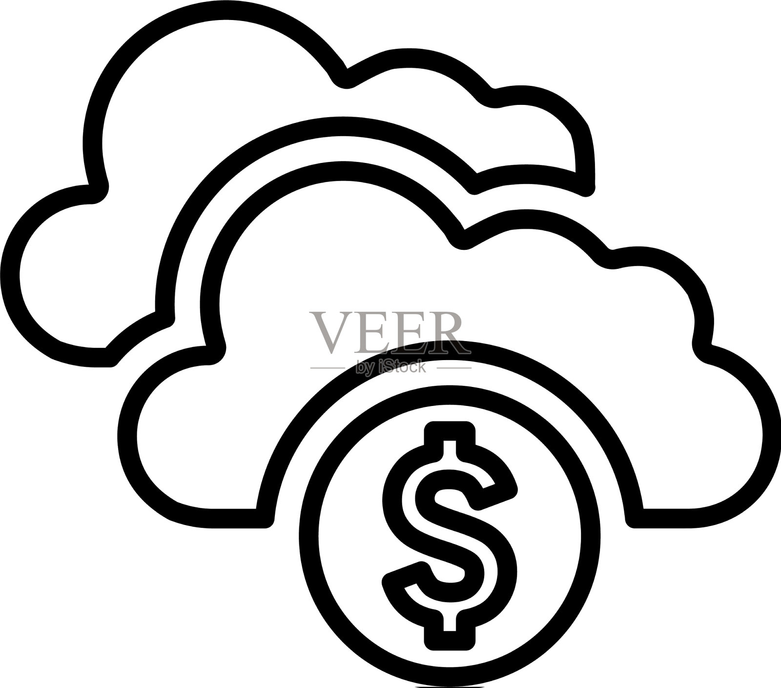 气候云银行线图标轮廓设计插画图片素材