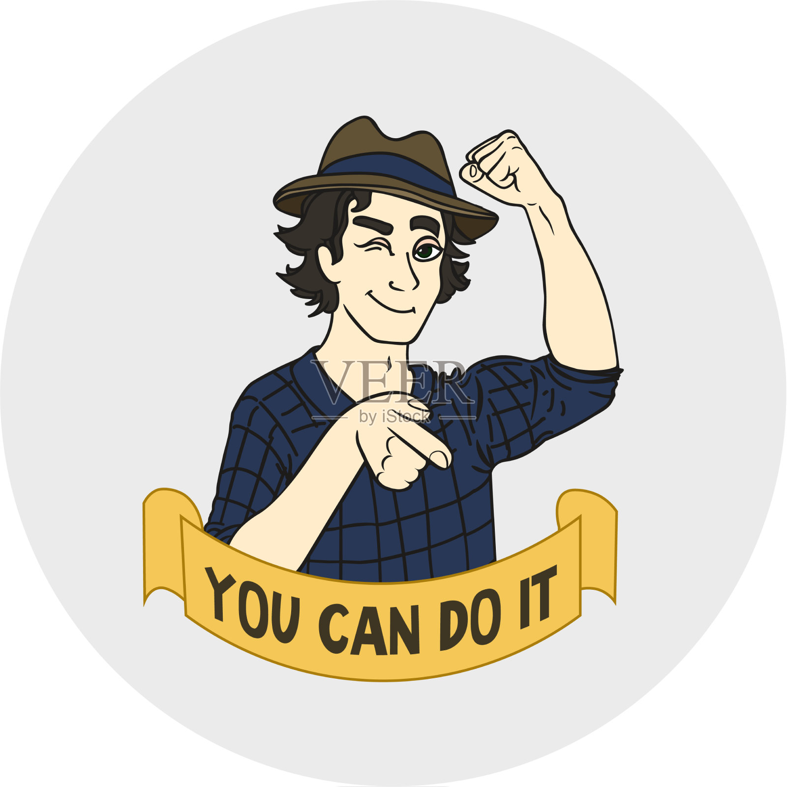 你可以用一个年轻人眨眼来做标志插画图片素材