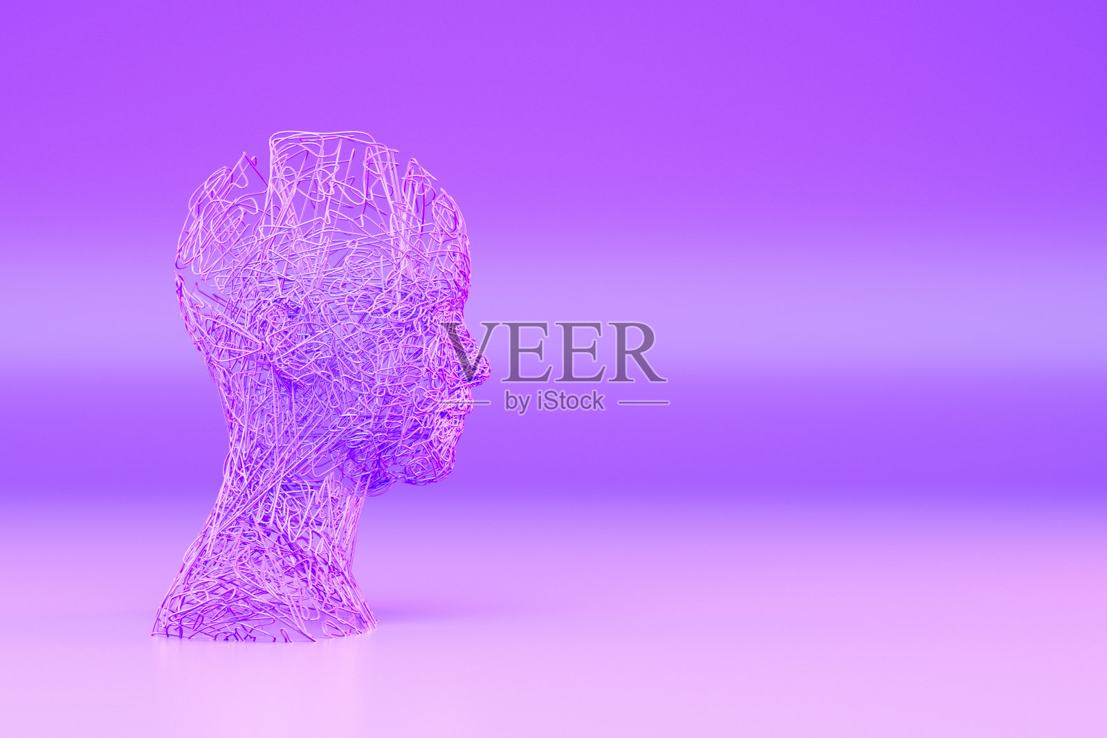3D Wired Shape Cyborg Head，人工智能，机器学习概念照片摄影图片