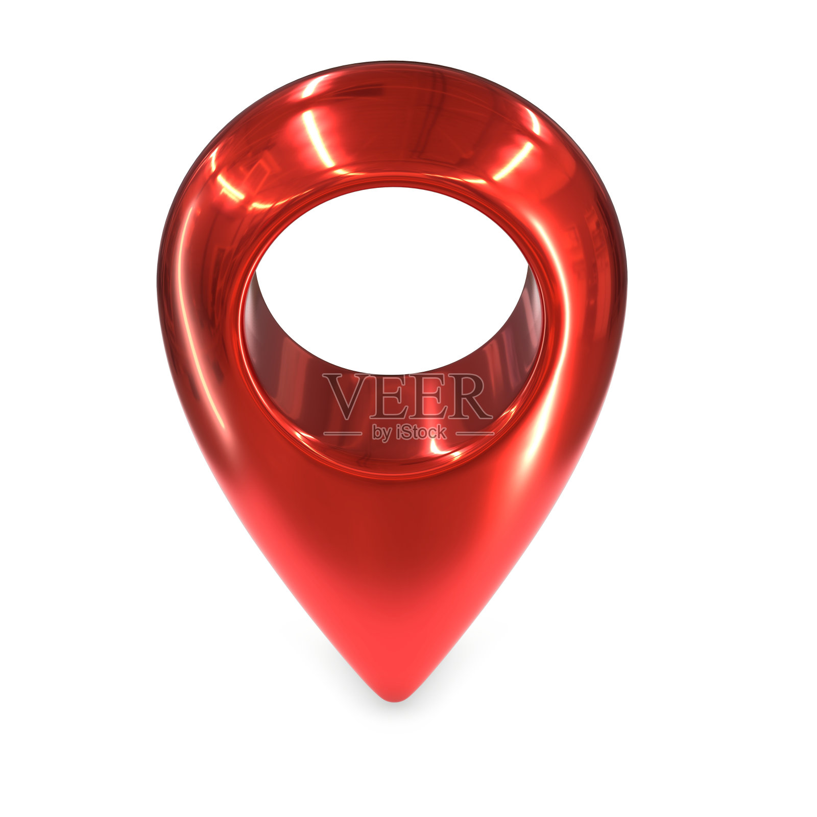 3D渲染红色金属地图地理引脚孤立在白色照片摄影图片