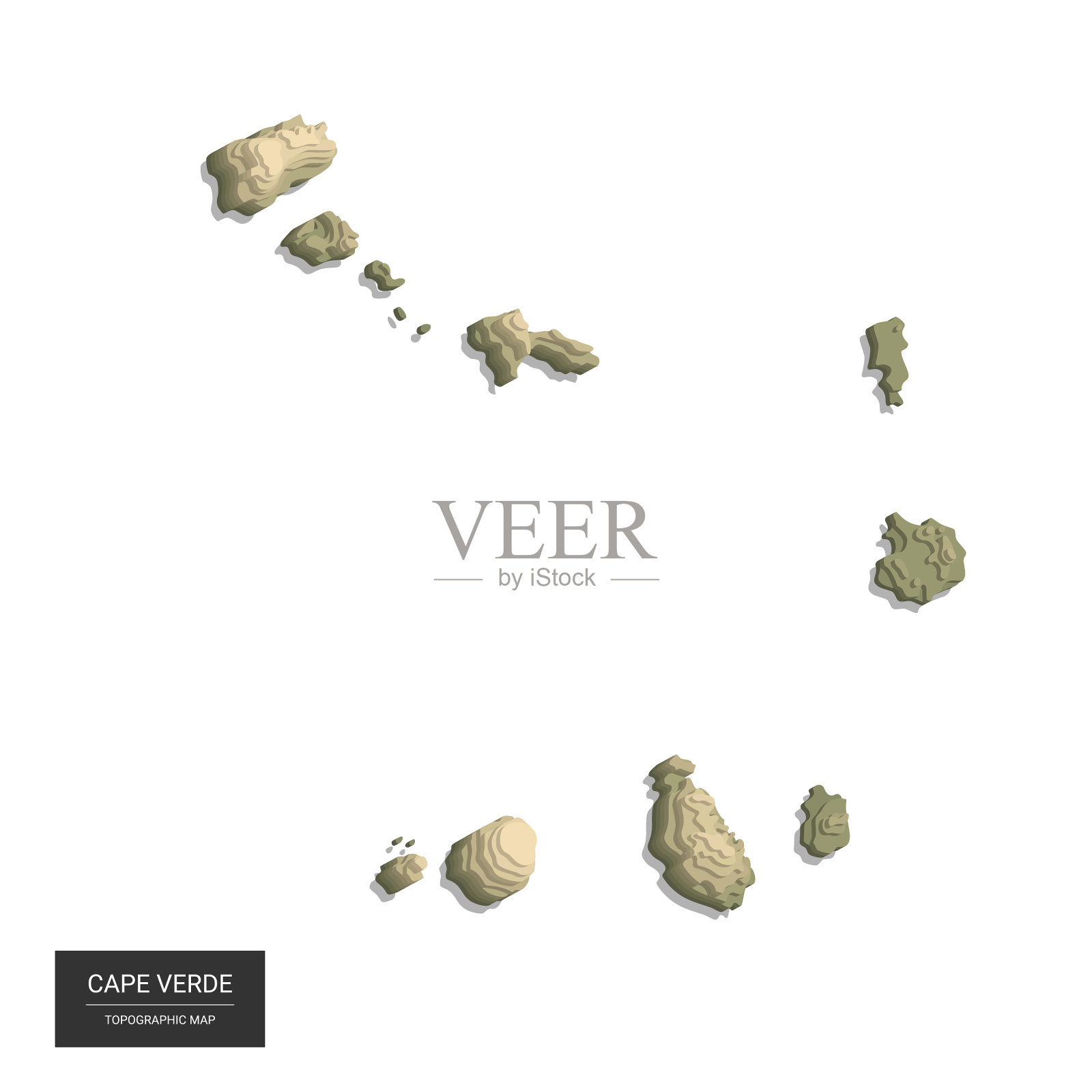 佛得角地图- 3d数字高海拔插画图片素材