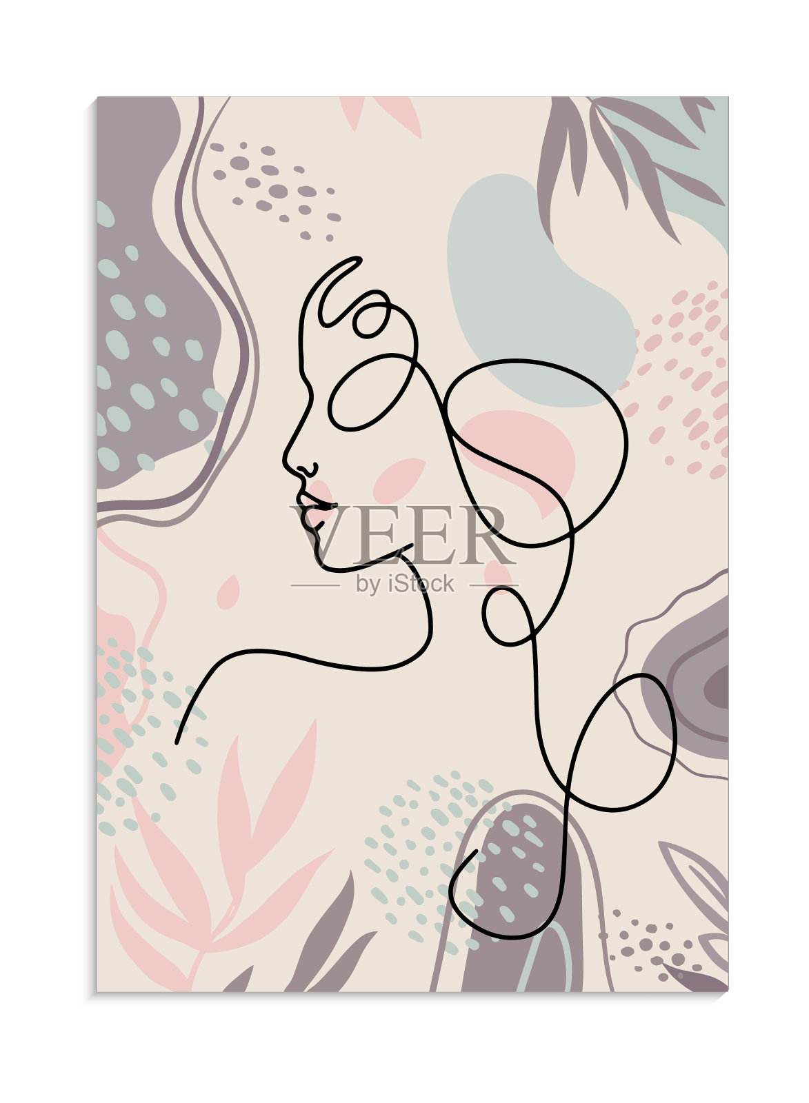 女性在粉红色的背景为快乐的妇女节4设计模板素材