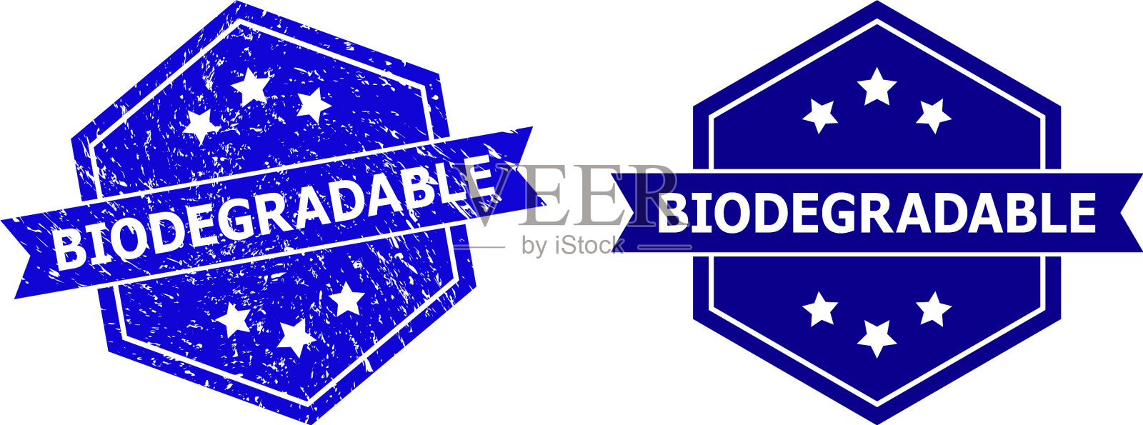 腐蚀的六角形可生物降解印章插画图片素材