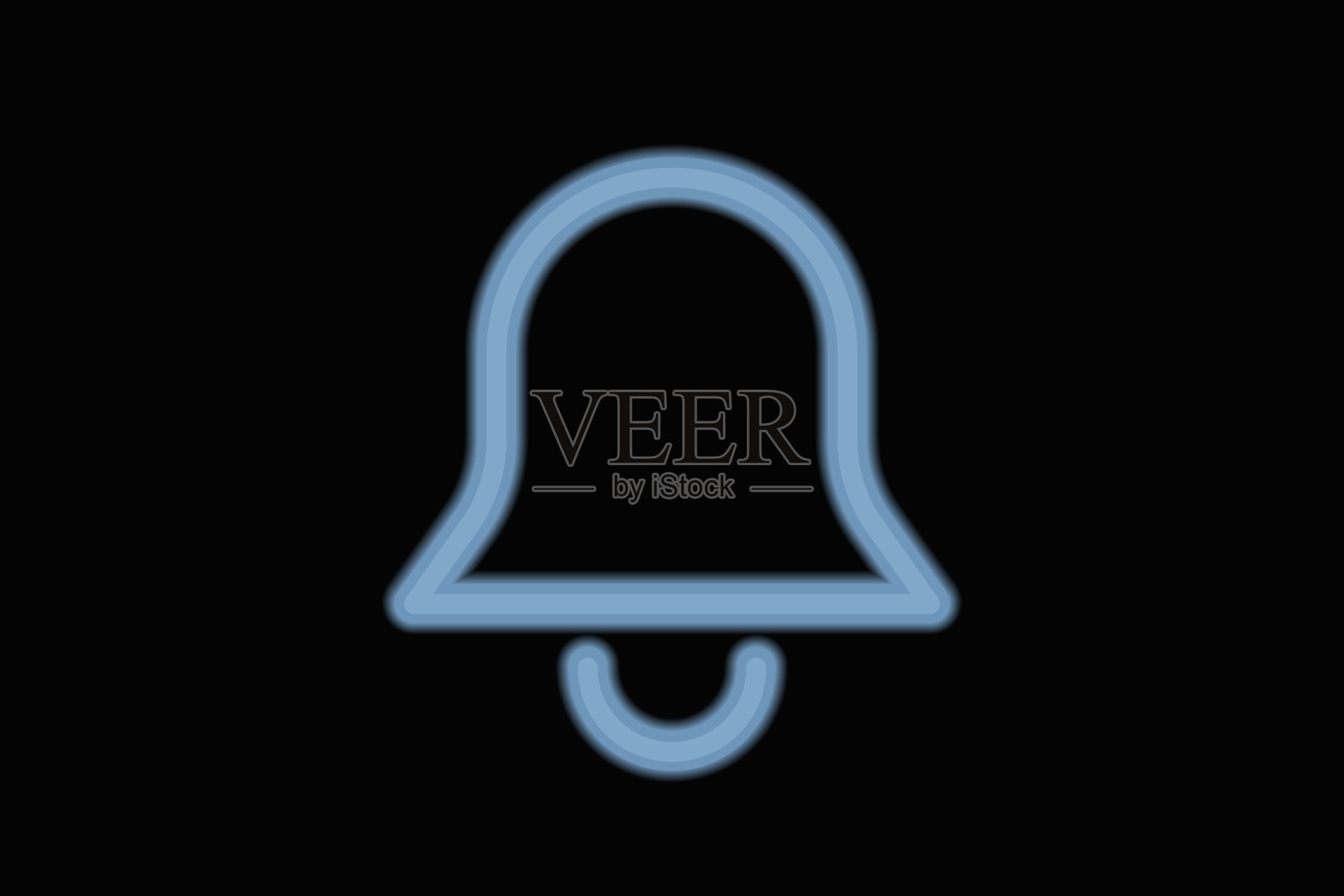 钟浅蓝色霓虹灯效果图标标志插画图片素材