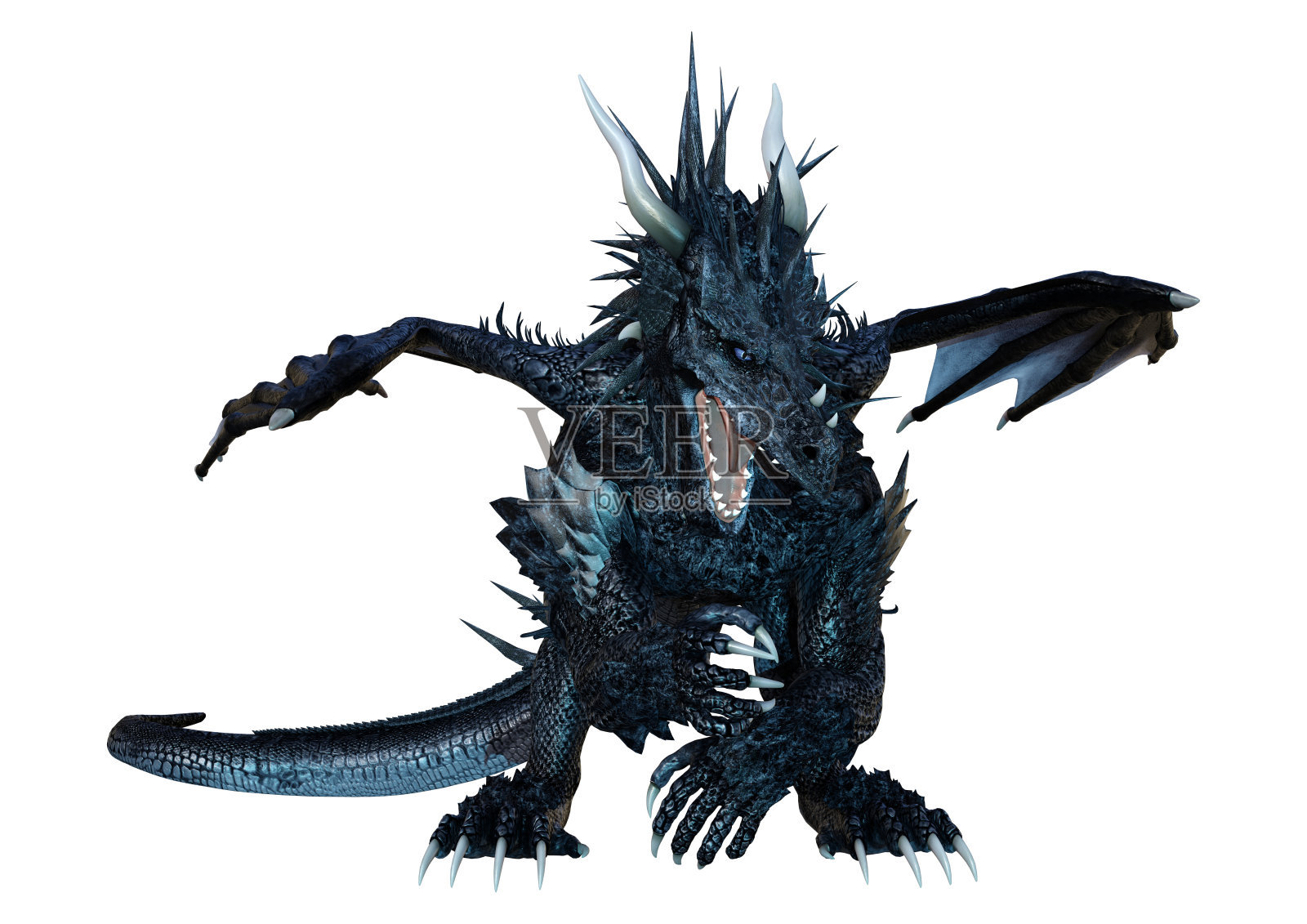 3D插图幻想龙在白色照片摄影图片