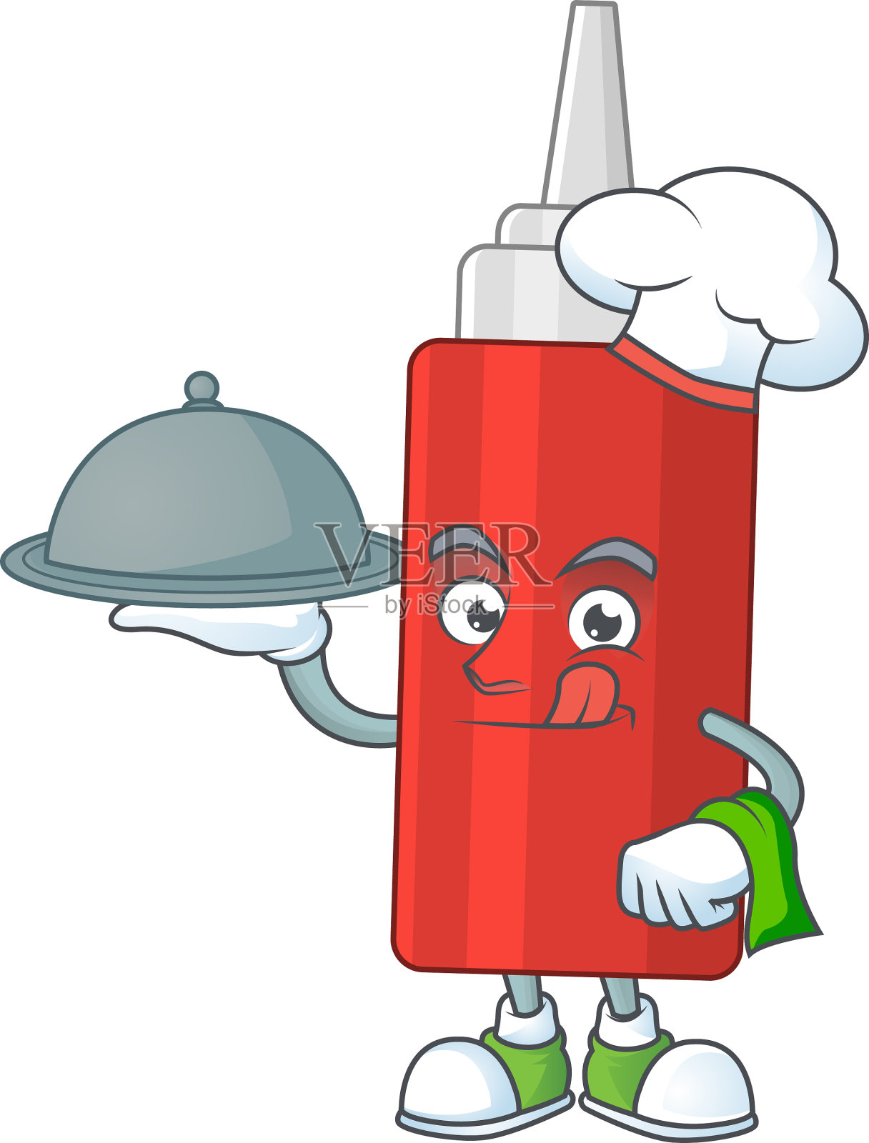 酱瓶厨师卡通帽子和托盘设计元素图片