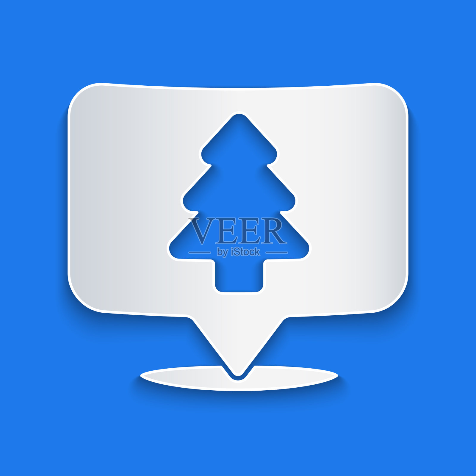 纸切割位置森林在地图上的图标插画图片素材