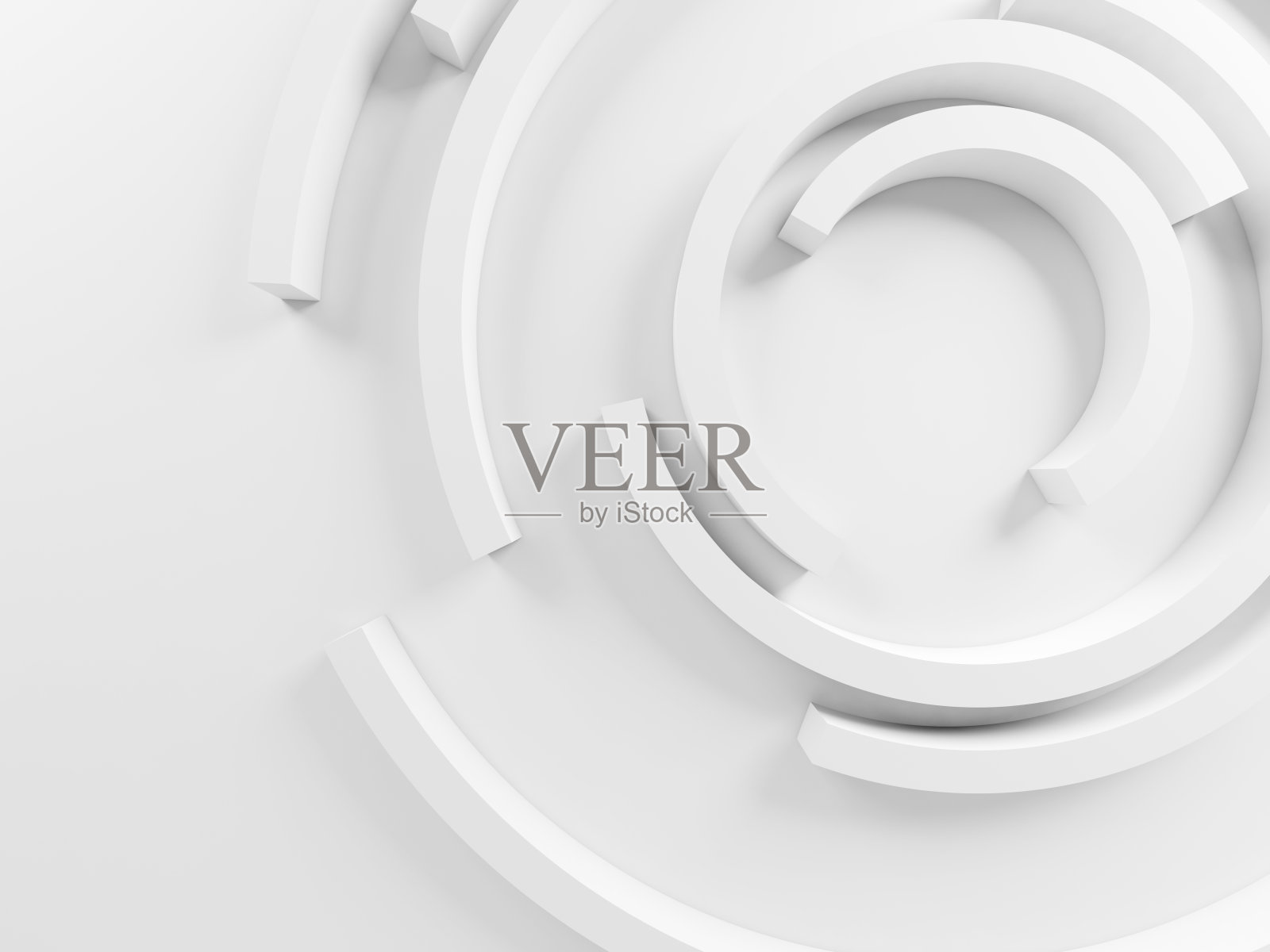 抽象白色背景与同心扇区三维照片摄影图片