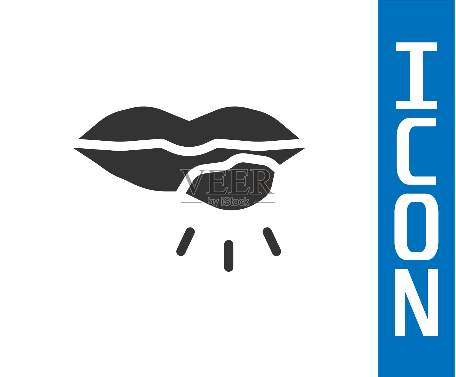 灰色疱疹唇图标孤立在白色背景插画图片素材