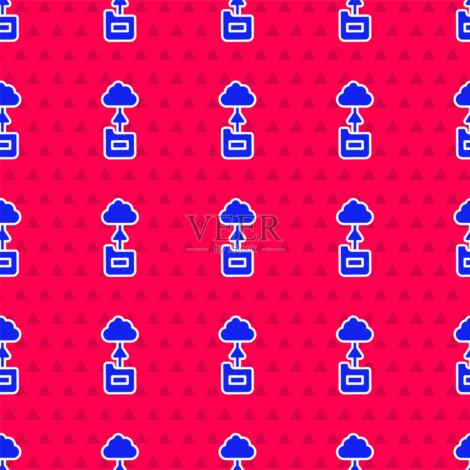 蓝云技术数据传输和存储插画图片素材