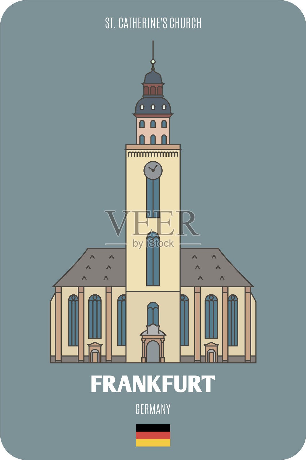 德国法兰克福的圣凯瑟琳教堂插画图片素材