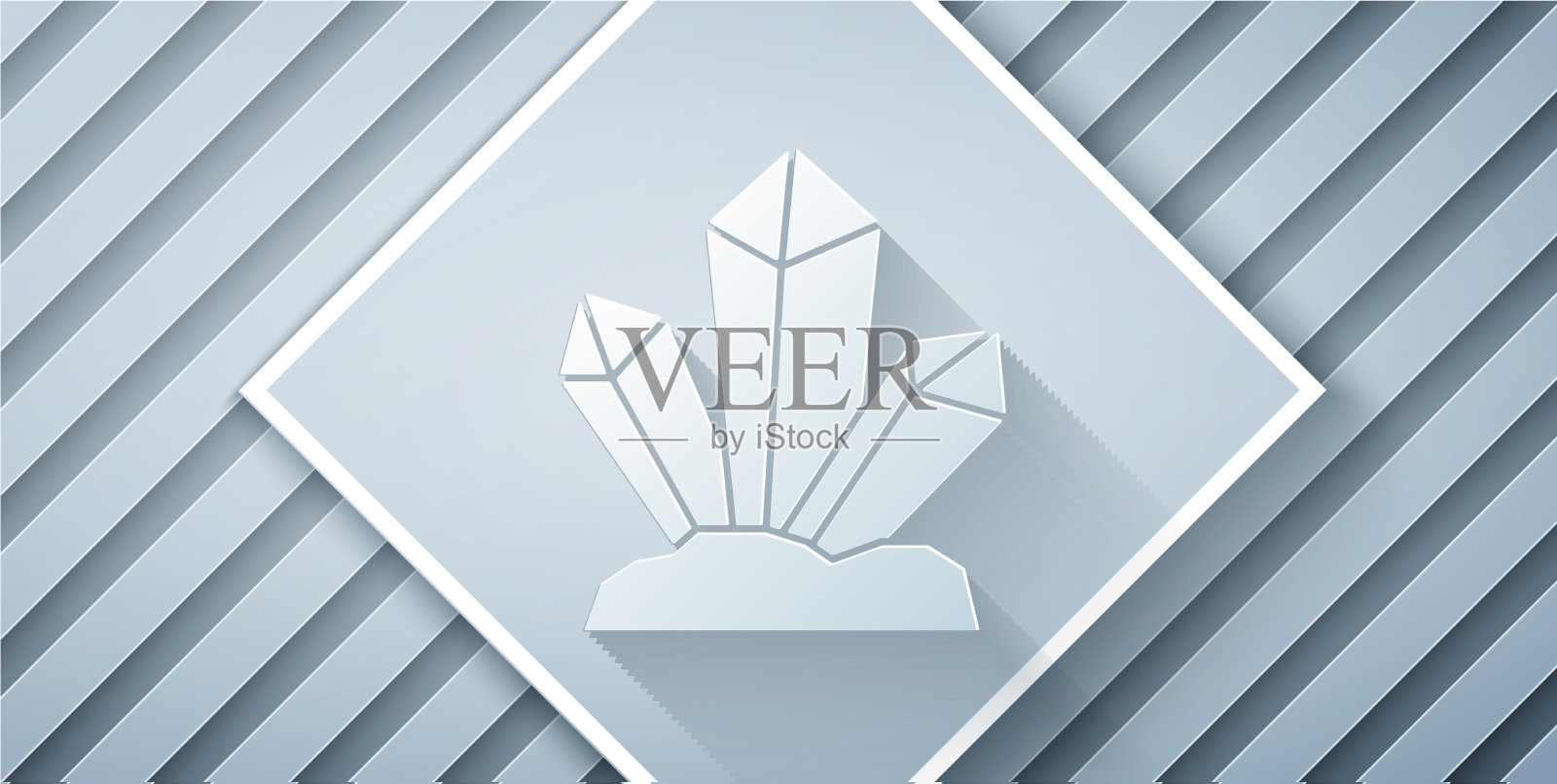 剪纸魔法石图标孤立在灰色插画图片素材