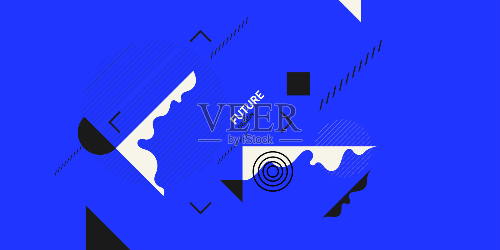 抽象的几何背景。有平面人物的海报。插画图片素材