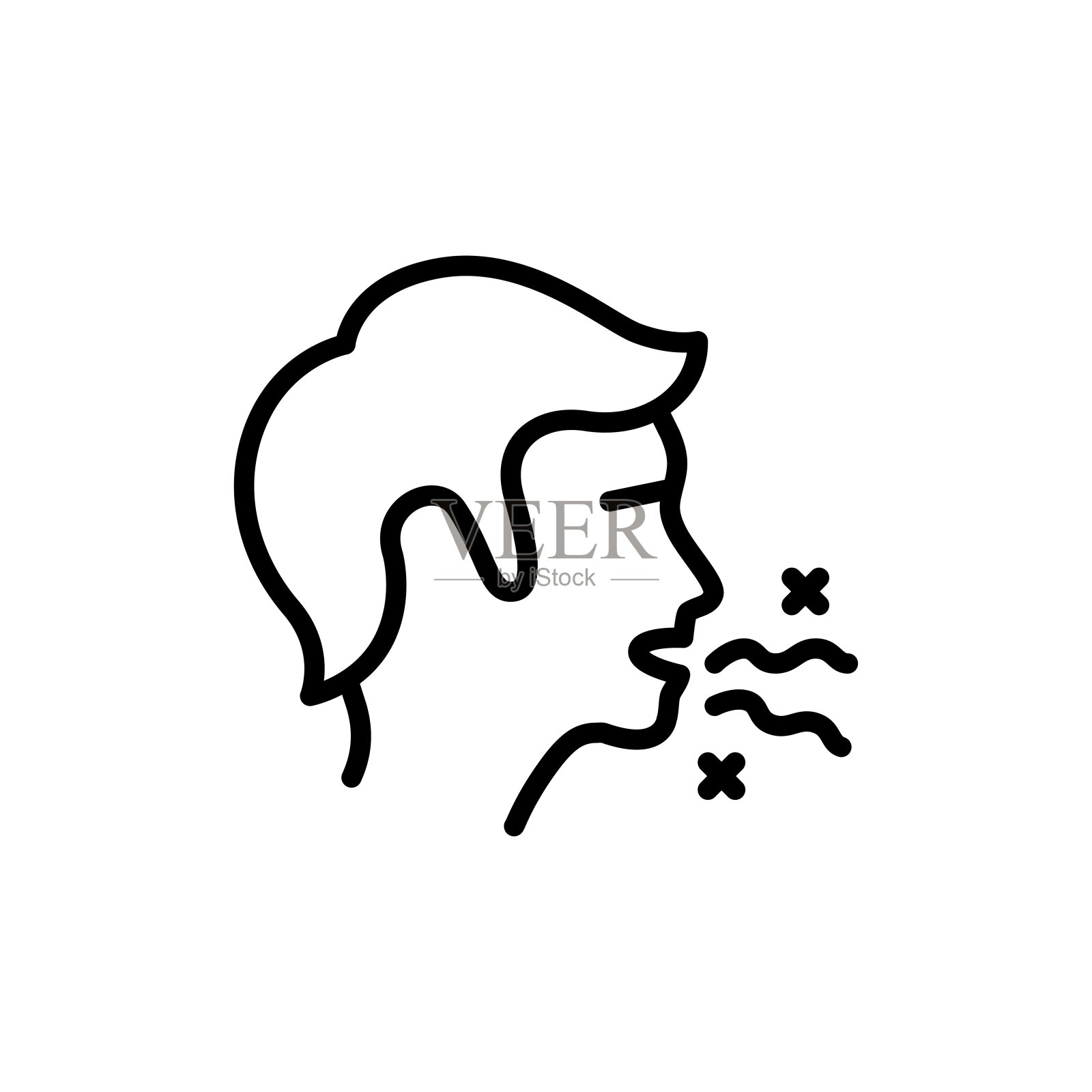 难闻的气味从嘴线图标。孤立向量元。插画图片素材