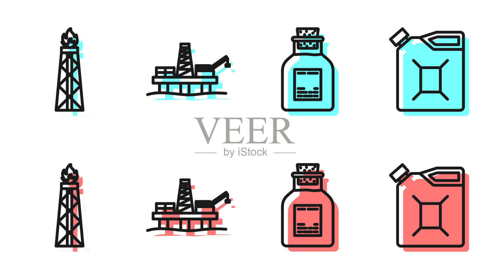 石油钻台着火设置管路、汽油测试管插画图片素材