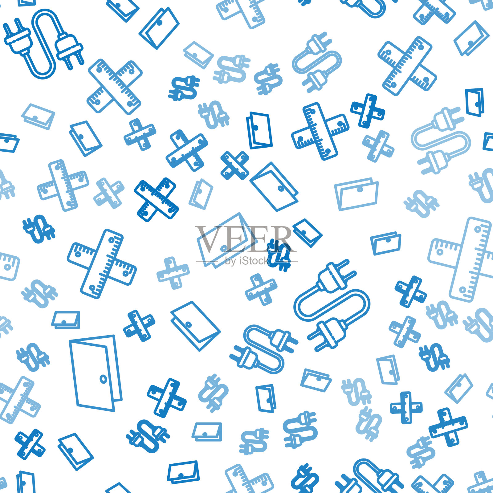 设线闭门电插头与交叉图标素材