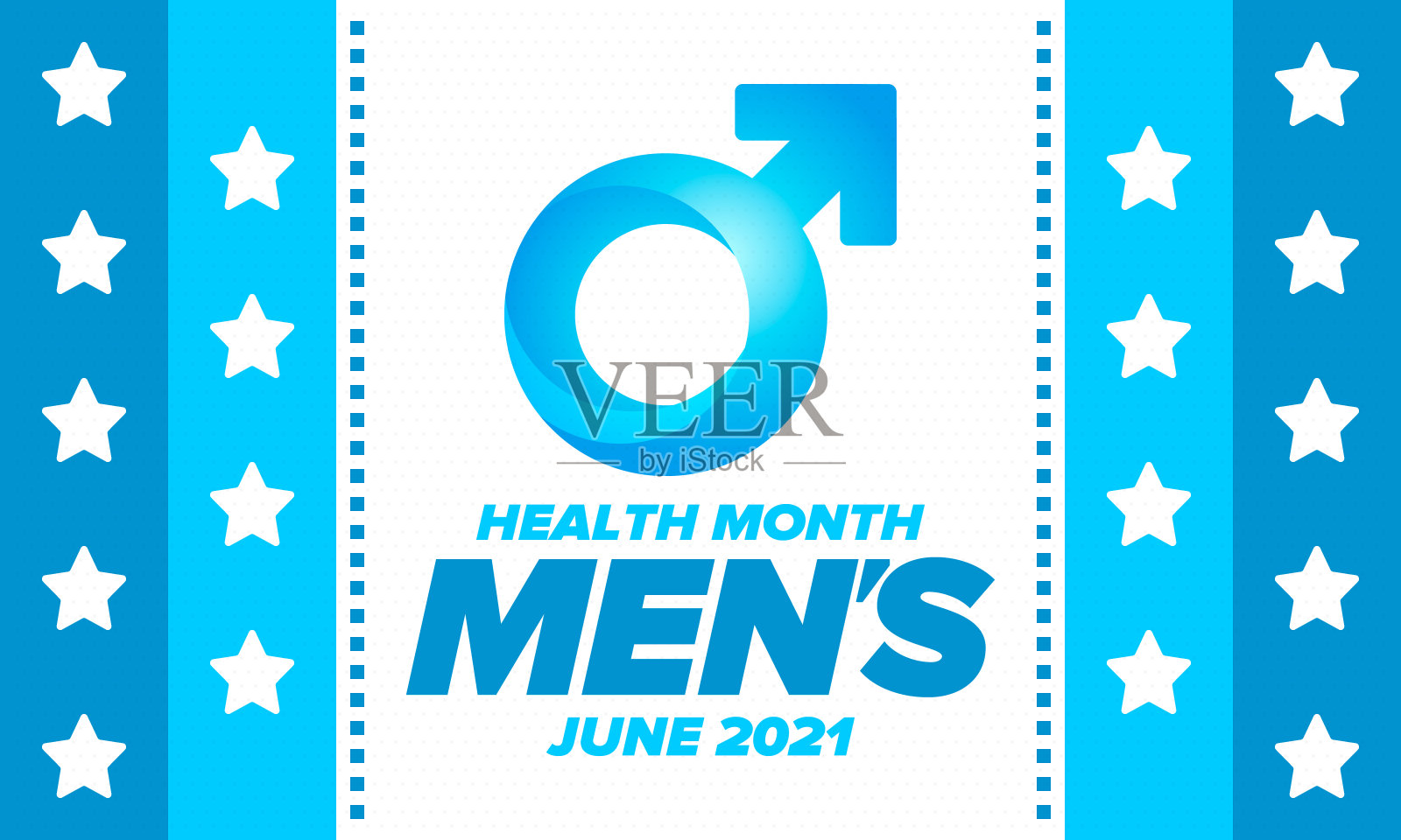 六月全国男性健康月健康教育计划。每年在美国庆祝。医学概念。护理和健康。海报、卡片、横幅和背景。矢量图插画图片素材