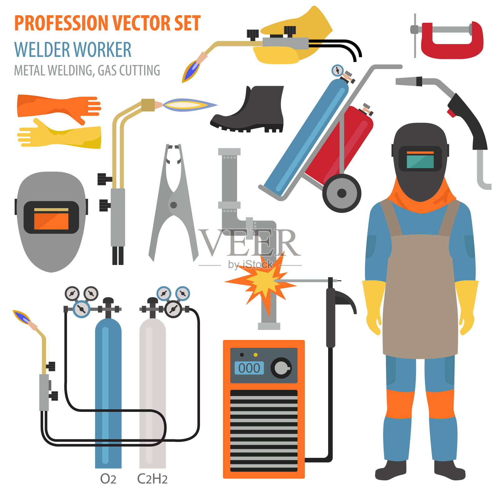 专业和职业集金属焊接图标素材