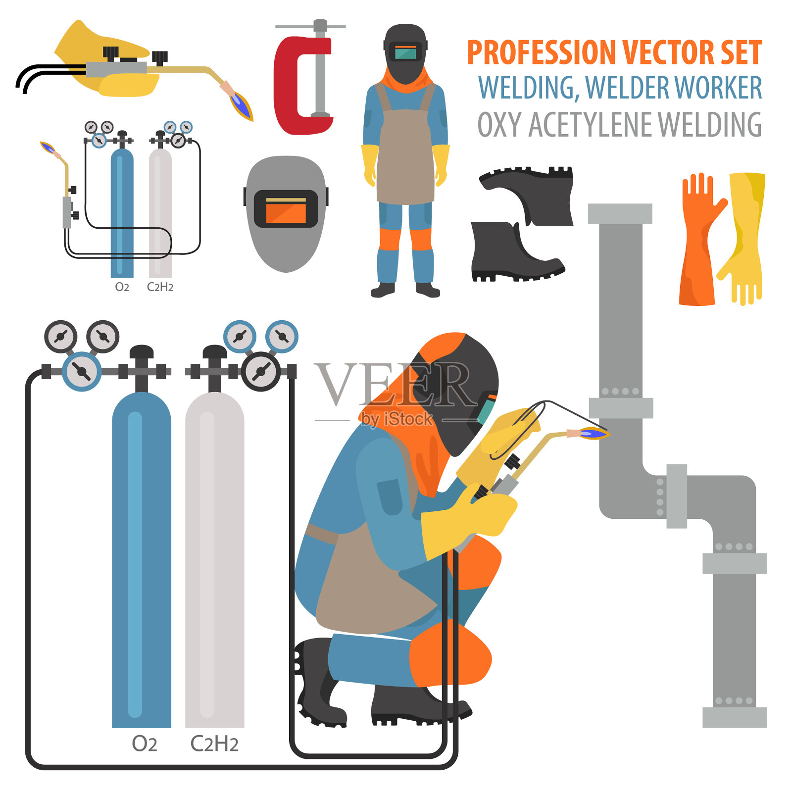 专业和职业集金属焊接图标素材