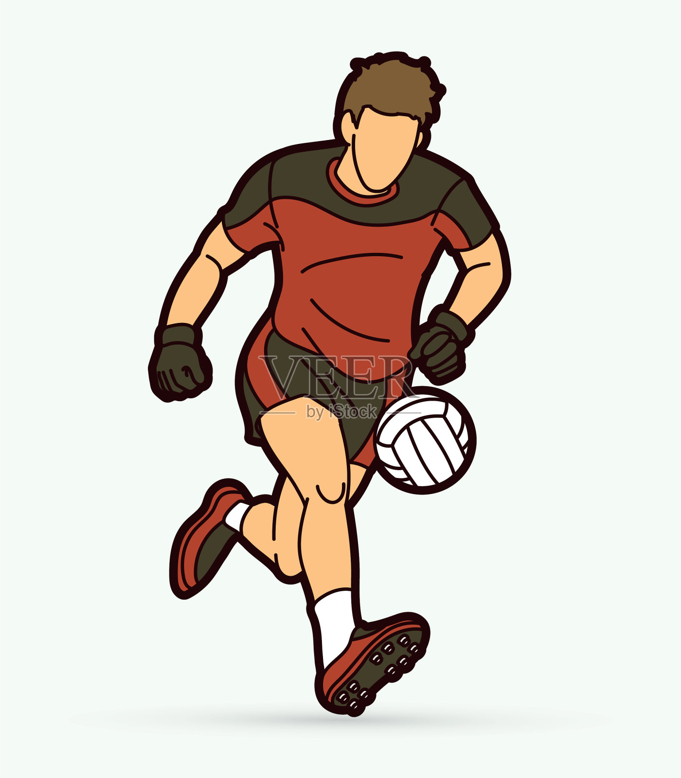 盖尔足球男球员卡通图形插画图片素材