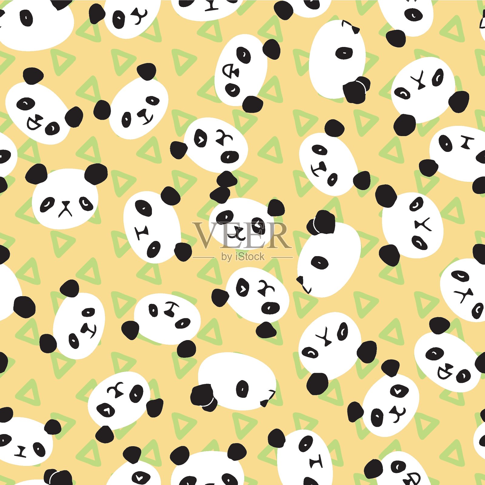 熊猫三角无缝花纹插画图片素材