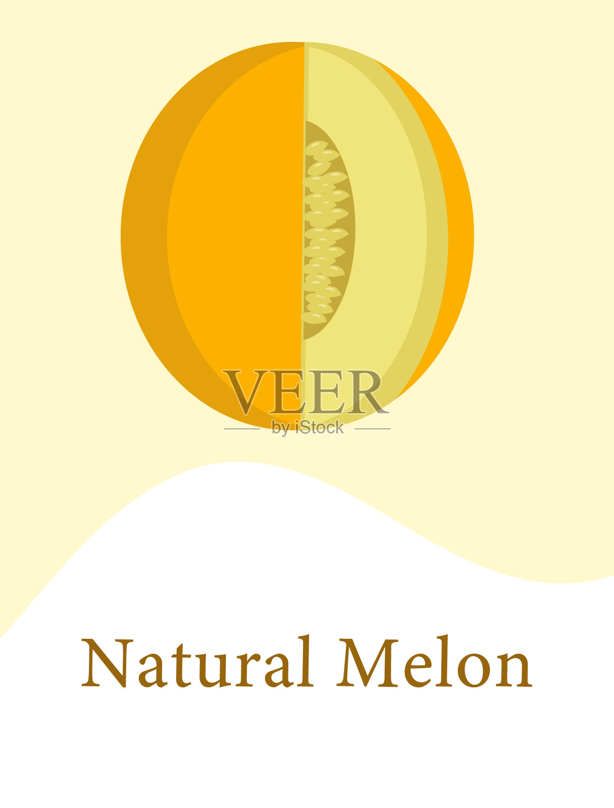 一种带有甜瓜和铭文的模板，用于网页设计或包装插画图片素材