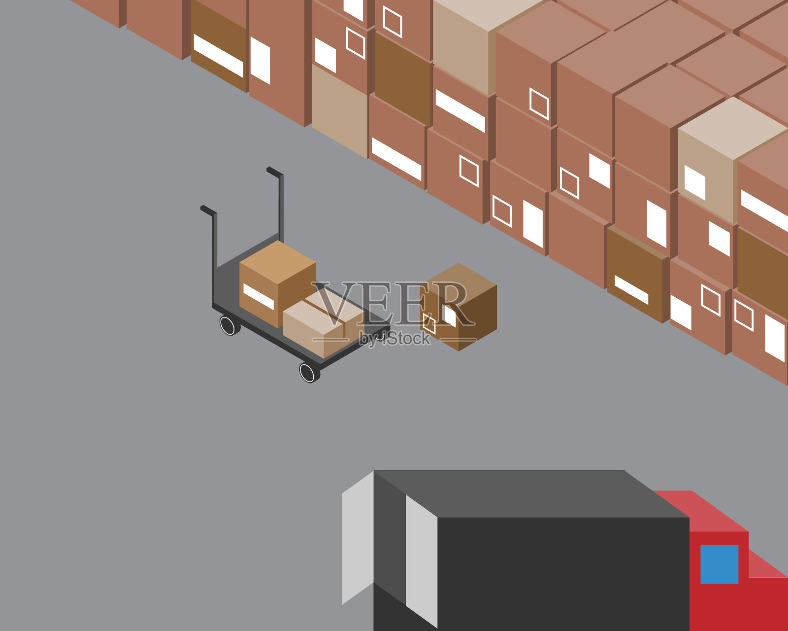 在货物从仓库装载到卡车之前进行清关检查插画图片素材