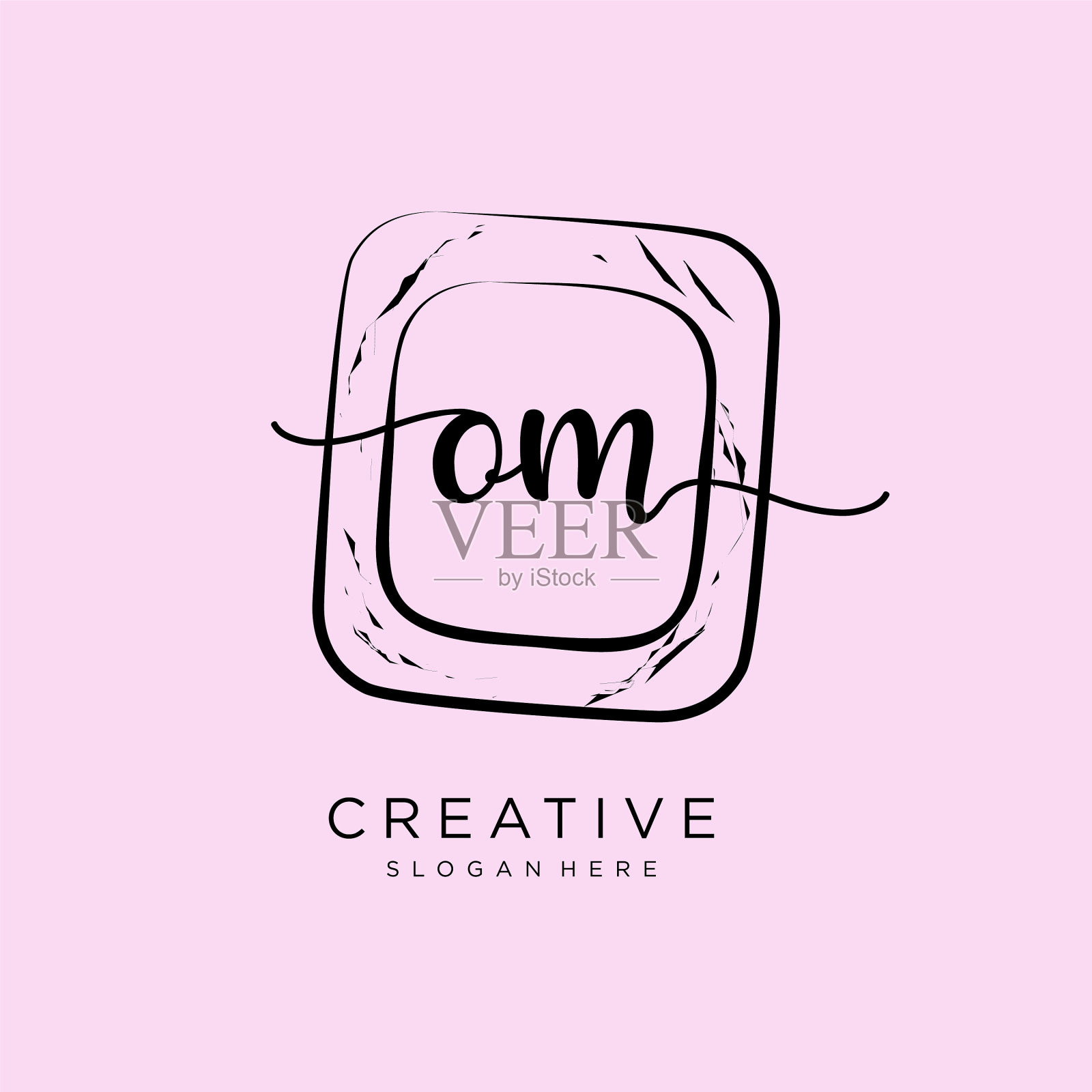 Om初始手写标识模板插画图片素材