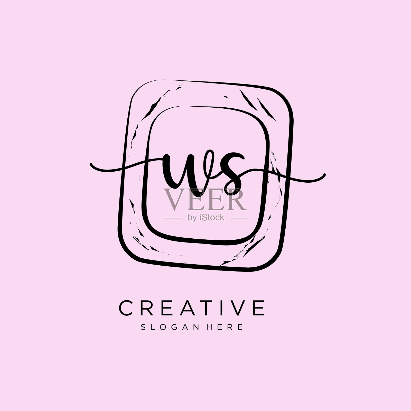 Ws初始手写标志模板插画图片素材